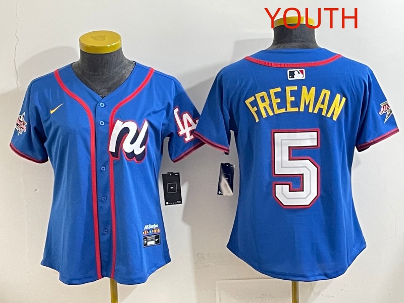 Youth 2025 Los Angeles Dodgers #5 Freeman Blue Nike 2025 MLB All Star Jersey style 027